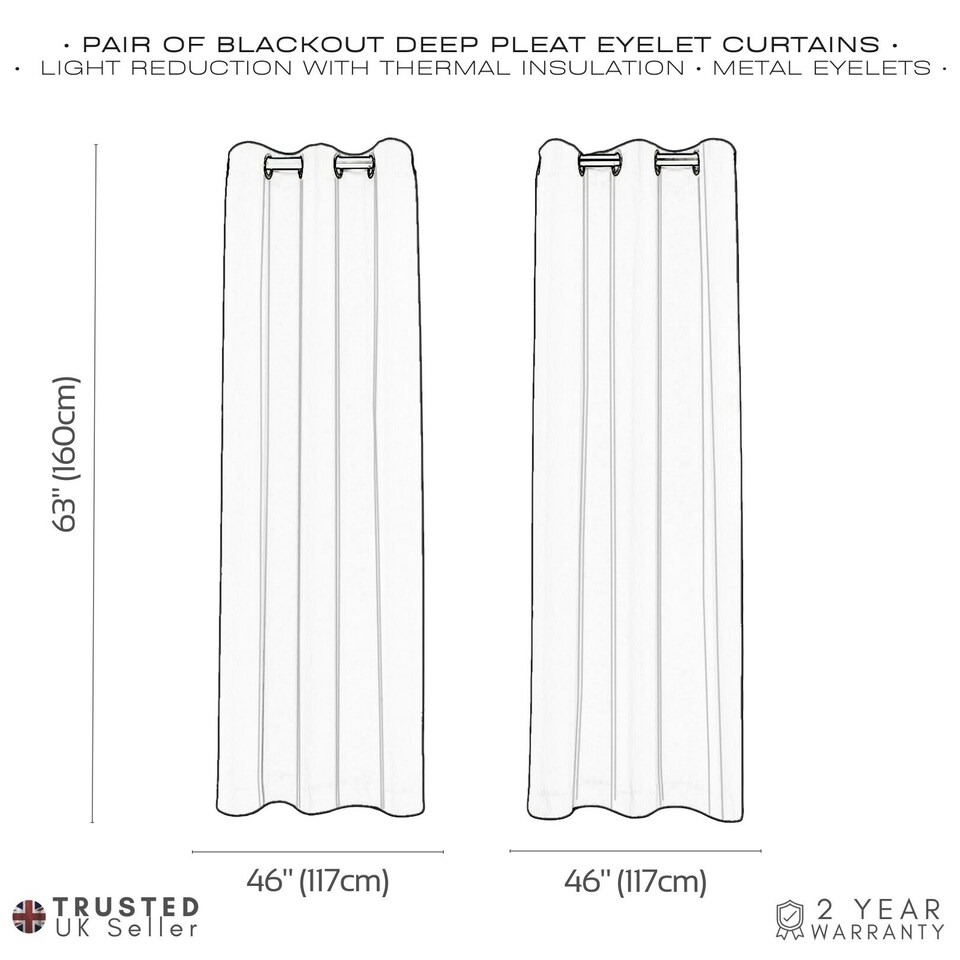 image 1 of Duck Egg Eyelet Curtains - Thermal Blackout Curtains - 46" x 63" Drop - 2 Panel