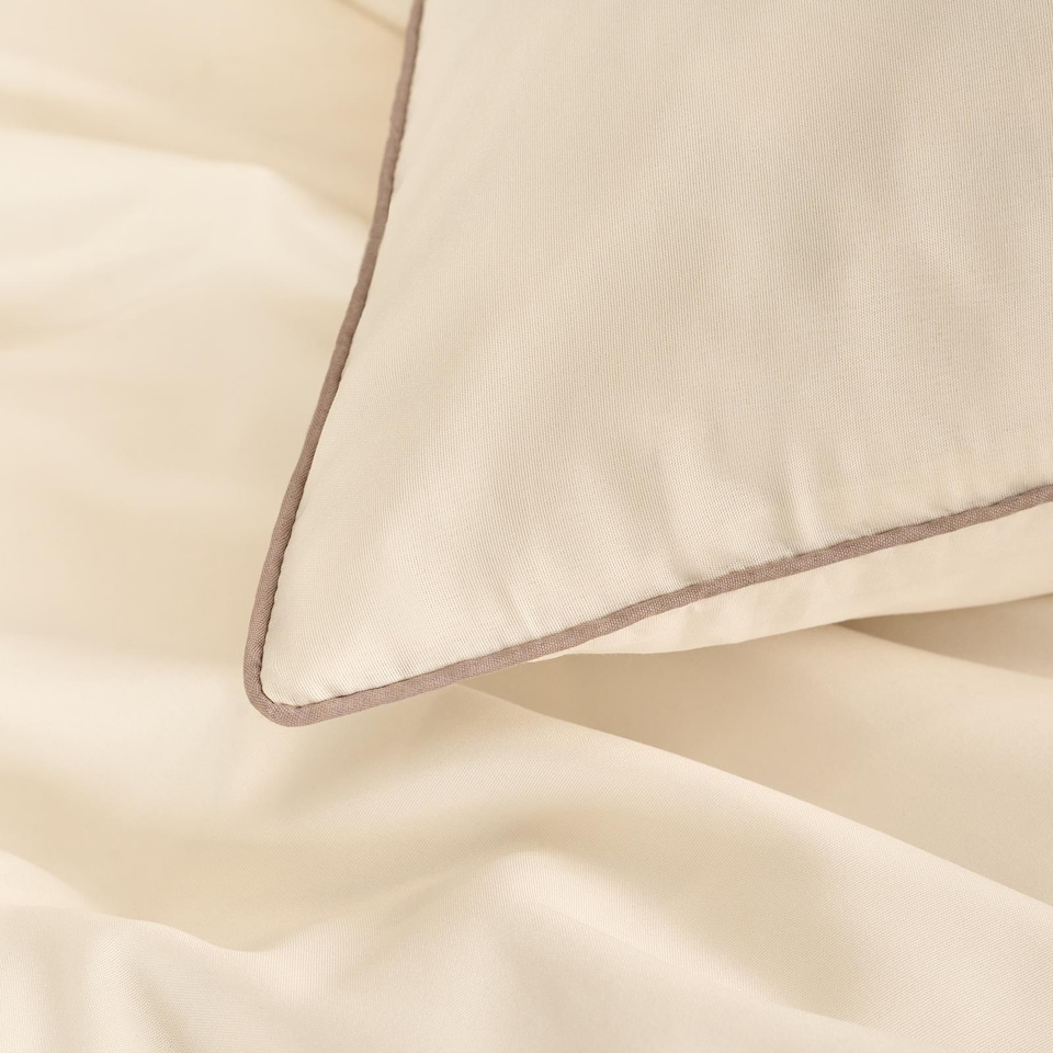 image 1 of OHS Piped Edge Bedding Set Soft Duvet Cover with Pillowcase | Cream | Natural/Ivory | King