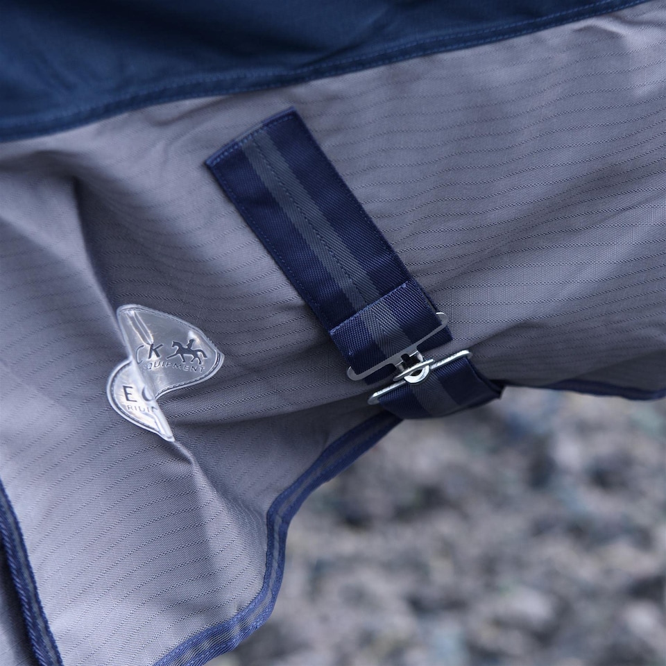 image 1 of eQuitack 600D Waterproof Horse Turnout Rug 0g No Fill Regular Neck Navy/Grey 6'0''