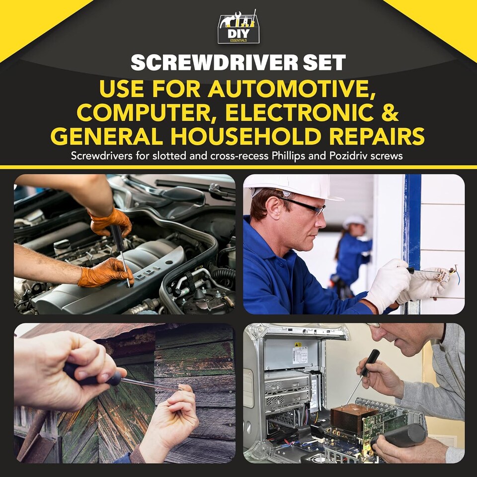 image 1 of 6pk Screwdriver Set with Non-Slip Grip & Precision Tips, Ideal for Electronics, Electric Work & Home Repairs – Flathead & Phillips