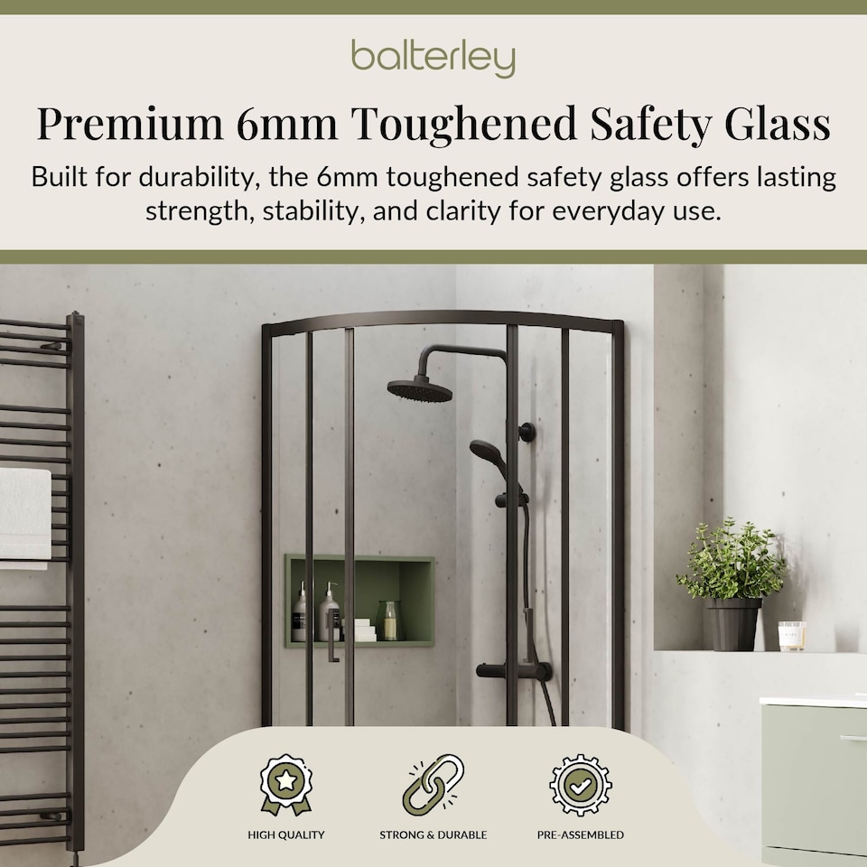 image 1 of 6mm Glass Quadrant Shower Enclosure 1900 x 800 x 800mm Matt Black | Black | Matt Black | 1