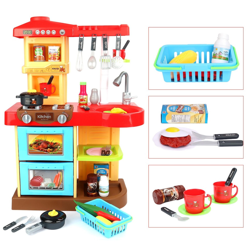 image 1 of My Little Chef Kitchen Play Set (Red) – 30-Piece Pretend Cooking Kit with Light & Sound Features  Educational Role Play Toy for Ages 3+