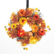 Living and Home Large Autumn Daisy Maple Leaf Wreath Halloween Decor
