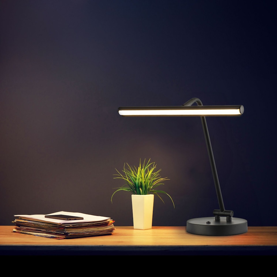 image 1 of Black LED Picture Light Desk Lamp with Touch Dimmer | Black | Black | 1