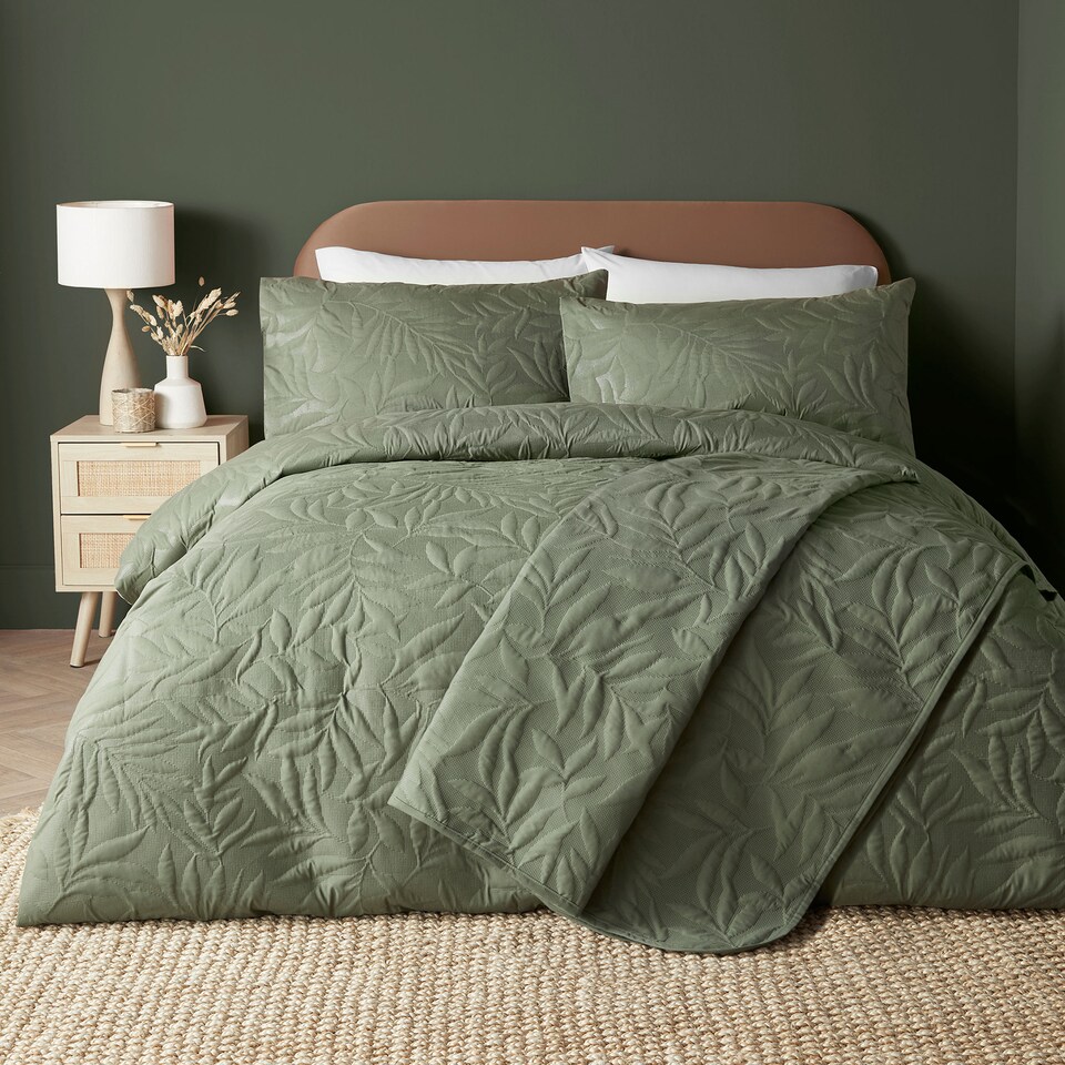 image 1 of Serene Luana Bedspread Dark Green