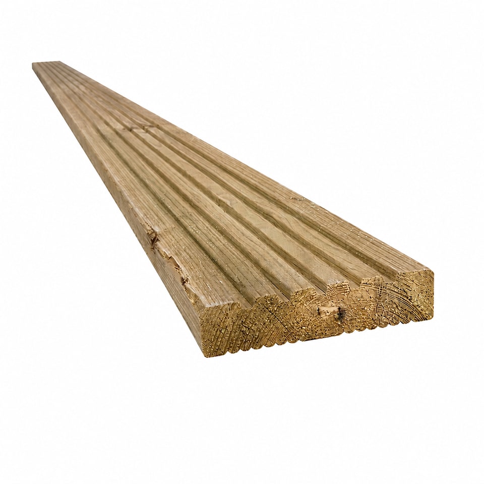 image 1 of Snowdon Timber Treated Reject Decking Board (T) 25mm (W) 120mm (L) 2.4m - Pack of 10
