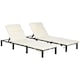 image 2 of Outsunny Rattan Sun Lounger Set of 2, 5-Level Adjustable Garden Lounger Recliner with Cushion and Headrest, Outdoor Reclining Sunbed, Steel Frame Garden Chair for Patio, Beach, Terrace, Cream White