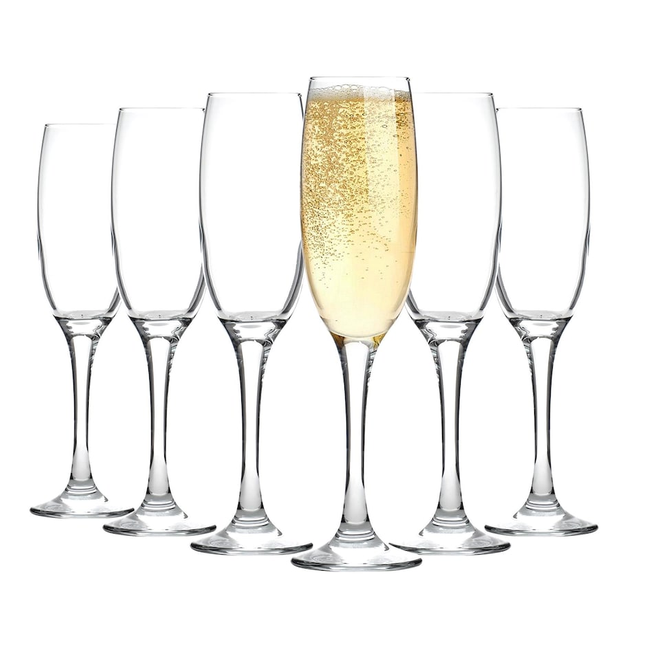 image 1 of LAV Venue Glass Champagne Flutes - 220ml - Clear - Pack of 6