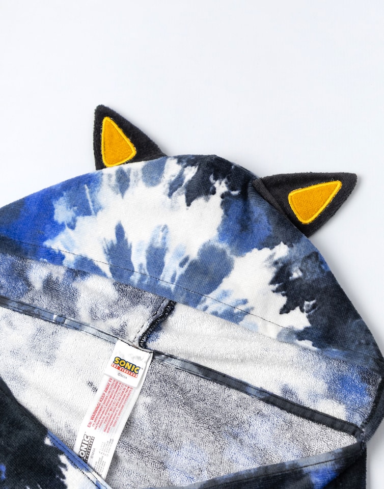 image 1 of Sonic The Hedgehog Shadow Boys Black Blue Poncho Towel | Hooded Beachwear with 3D Hood Detail & Graphic Character Design | Kids Poolside Towel Robe | Sonic Merch