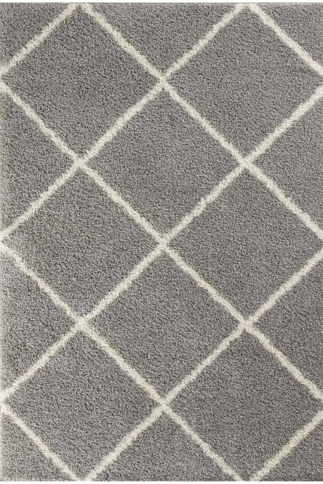 image 1 of The Rugs Moroccan Collection Soft High Pile Shaggy Diamond Floor Rugs and Runners Living Room