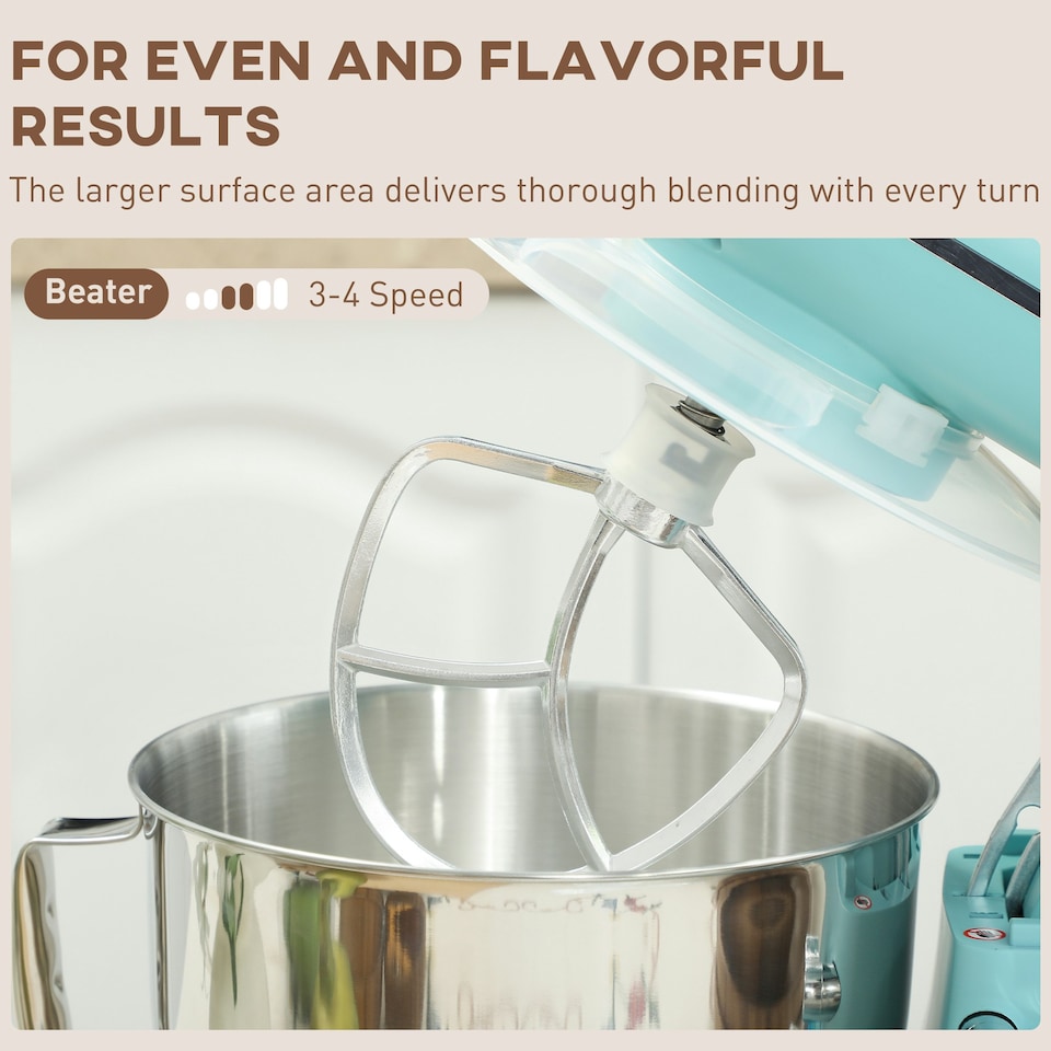 image 1 of HOMCOM Electric Stand Mixer, 4.5L Food Mixer with Dough Hook, Whisk, Blue