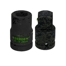 24mm Metric 3/4" or 1" Drive Deep Impact Socket 6 Sided With Step Up Adapter