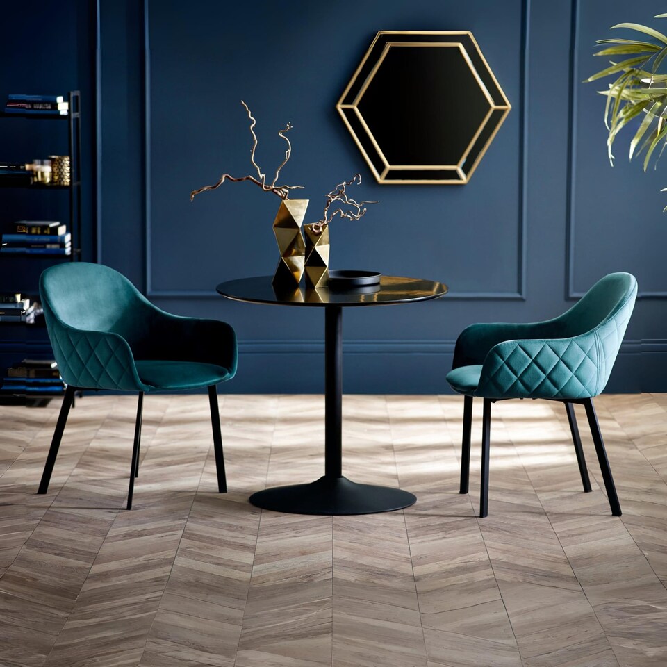 image 1 of Valencia Premium Teal Velvet Dining Chairs - Set of 2