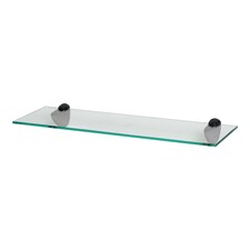 Harbour Housewares Floating Glass Shelf - 60cm - Metallic Brackets - Bathroom Shower Storage Vanity Display Unit Shelf | Black | Black | 1