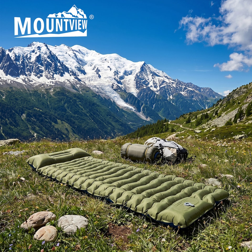 image 1 of Mountview Camping Sleeping Pad Ultralight Inflatable Mat Built In Pump Packable