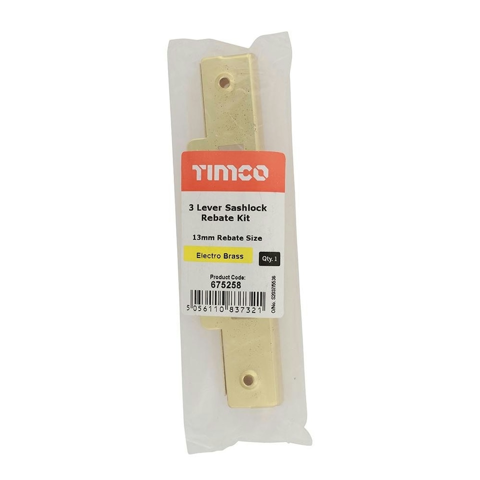 image 1 of Timco - 3 Lever Sashlock Rebate Kit - Electro Brass (Size 13mm - 1 Each)