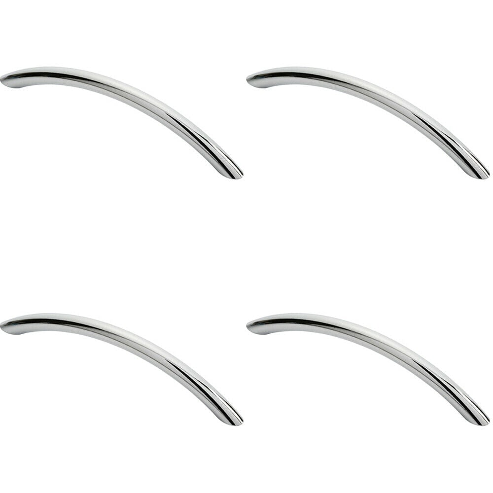 Loops 4x Curved Bow Cabinet Pull Handle 153 x 10mm 128mm Fixing Centres Chrome