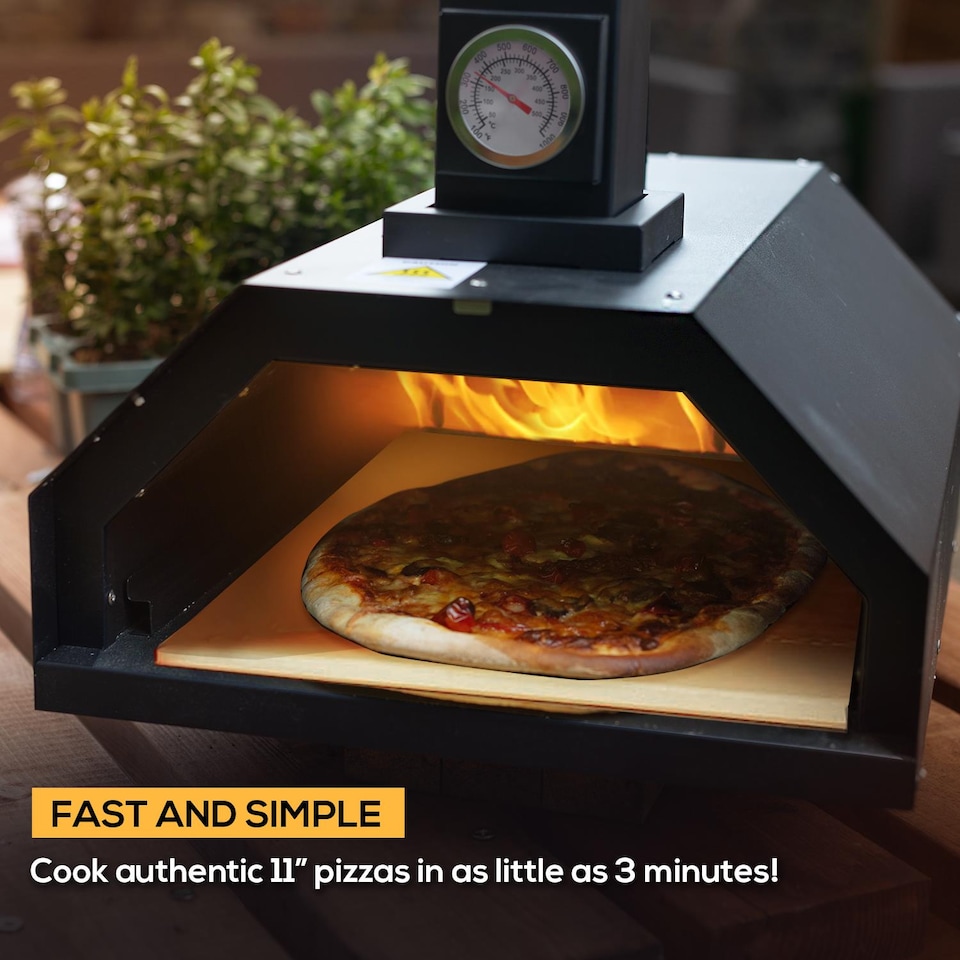 image 1 of Haven Outdoor Wood Fired Pizza Oven with Pizza Stone, Pizza Paddle & Rain Cover