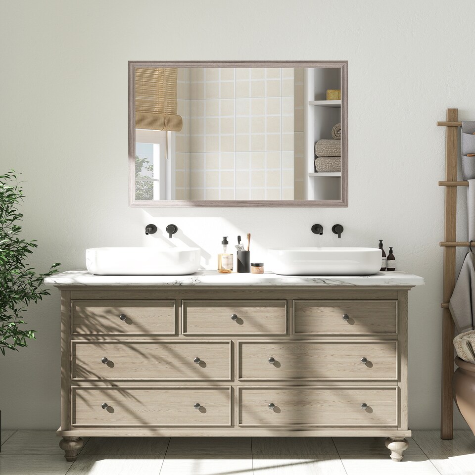 image 1 of HOMCOM 50 x 70 cm Wall Bathroom Mirror, Vanity Mirror, Grey