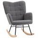 image 1 of HOMCOM Wingback Rocking Chair with Wooden Base, Upholstered Fleece Glider Rocker for Nursing, Modern Armchair - Dark Grey
