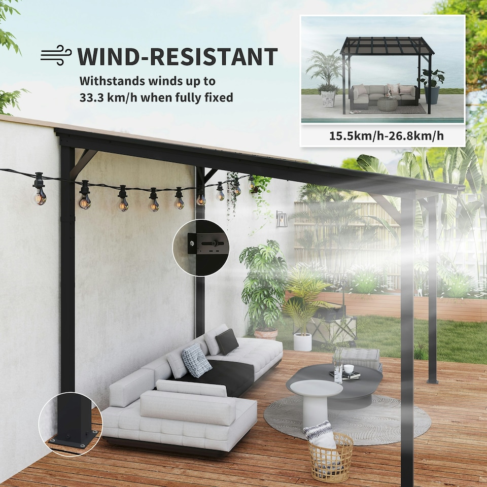 image 1 of 3 x 3(m) Pergola Kit Gazebo with UPF 50+ and Waterproof Polycarbonate Roof