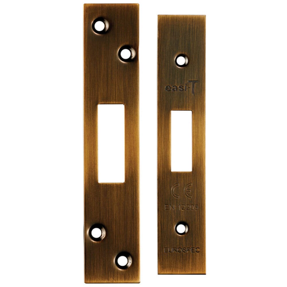 Loops Forend Strike & Fixing Pack Suitable for Deadlocks Antique Brass in Metallics