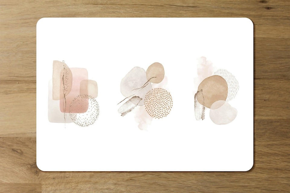 image 1 of Blush, pink, ivory, beige watercolor Illustration and gold elements (Placemat & Coaster Set)