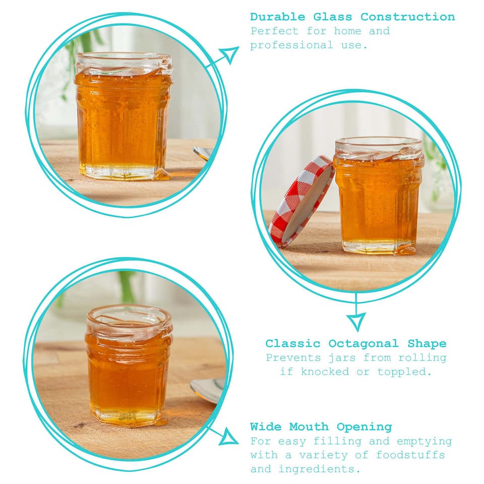 image 1 of Argon Tableware Glass Jam Jars - 42ml - Pack of 6