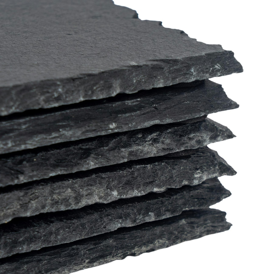 image 1 of Argon Tableware 12 Piece Square Slate Placemats & Coasters Set - Place Mats Coasters Stone Placemats Slate Placemats & Coasters Grey