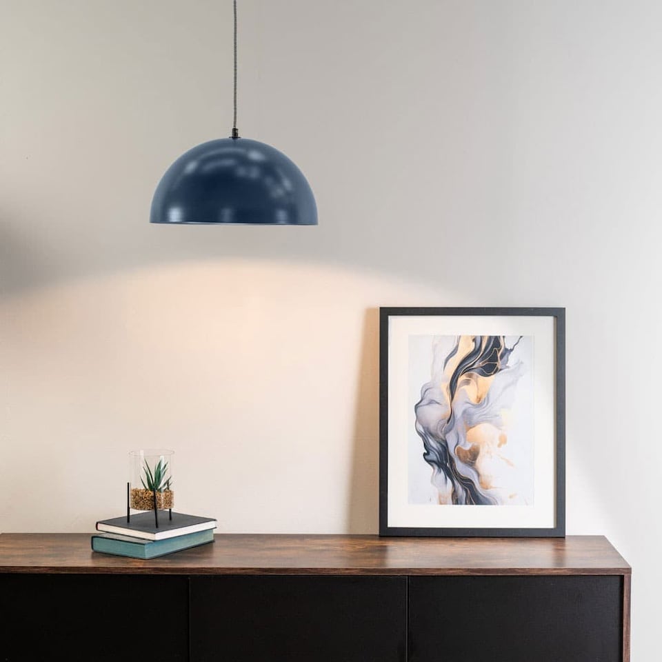 image 1 of ValueLights Stassi Navy Mushroom Dome Metal Pendant Ceiling Light | Blue