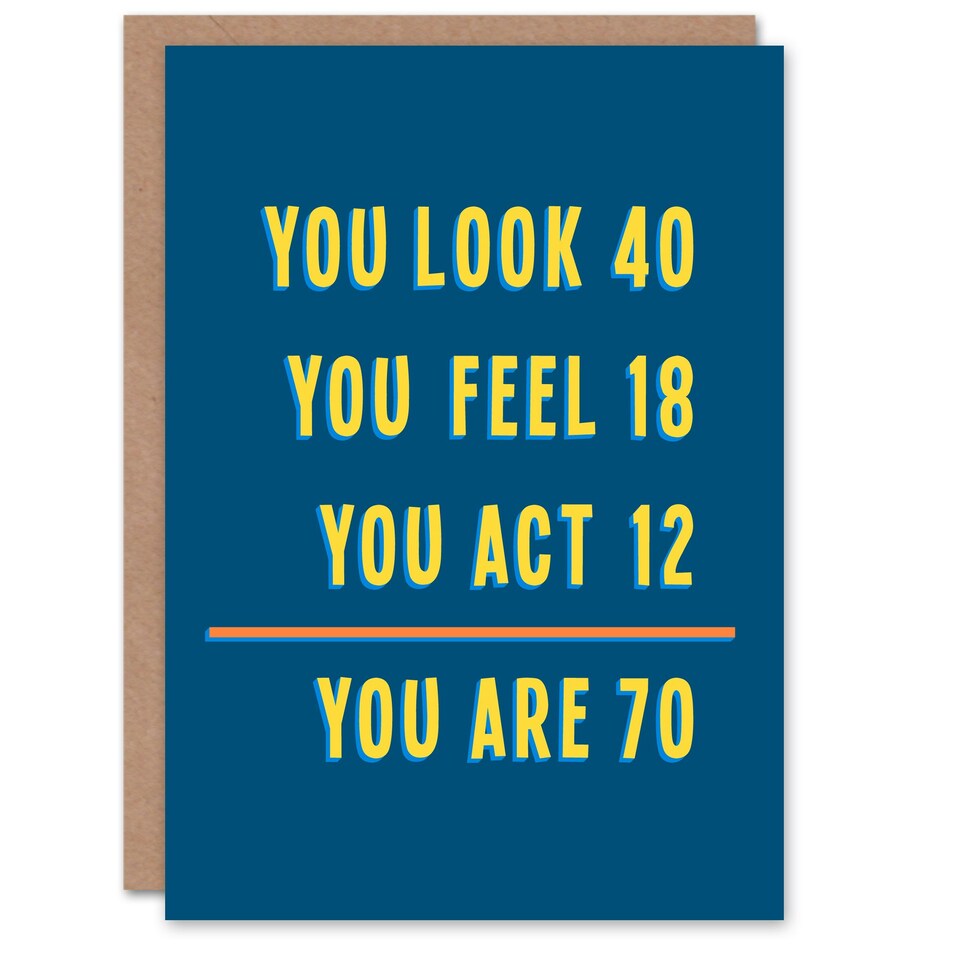 image 1 of Age Math Calculation 70 Year Old Funny Cheeky Birthday Card