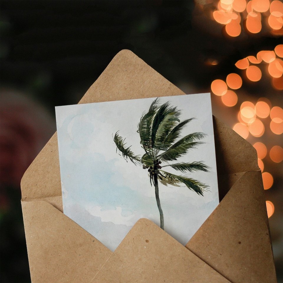image 1 of Winslow Homer Art Card Palm Tree in Nassau Watercolour