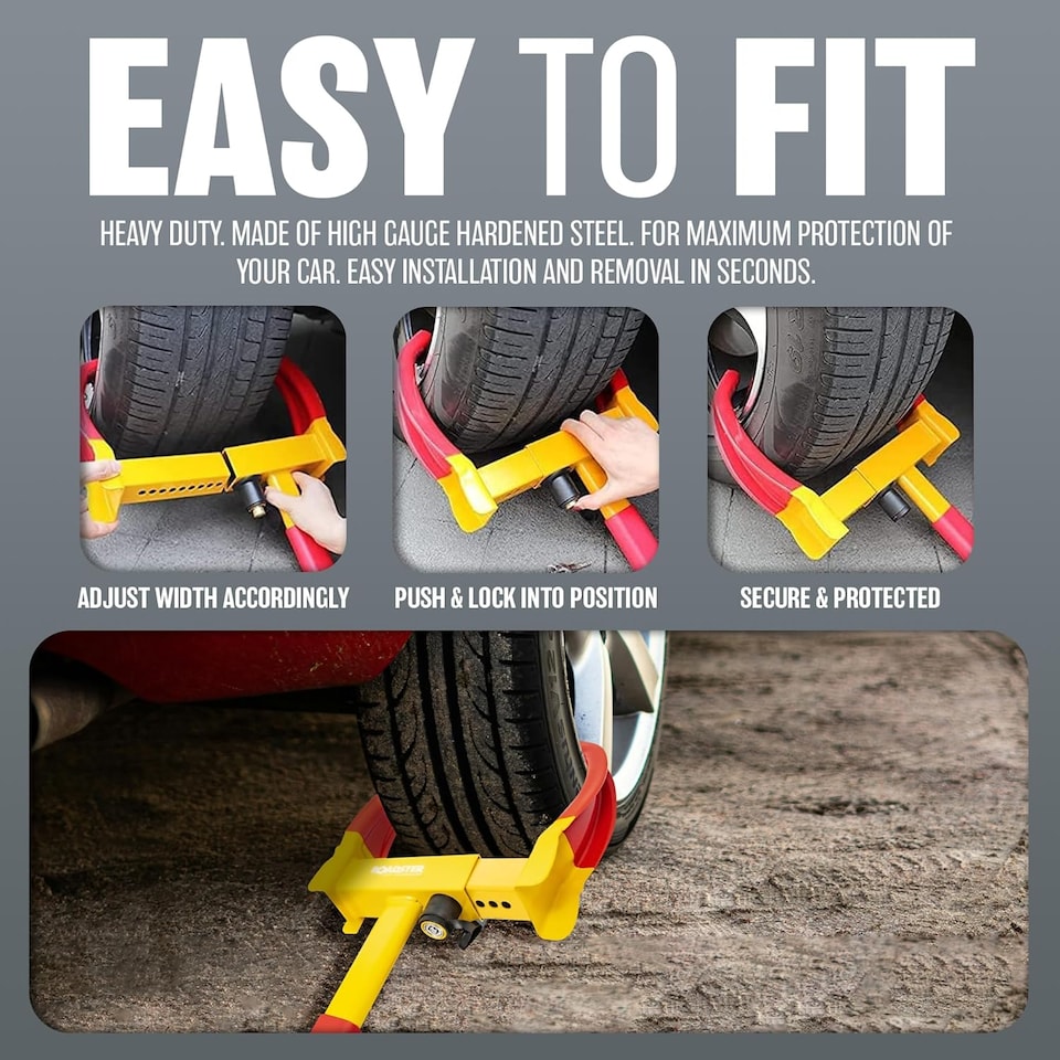 image 1 of Wheel Clamp Car Safety Lock For Vehicles Caravan Boat Motorbike Secure