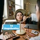 image 5 of Harbour Housewares Pedestal Mirror - 18.5 x 34.5cm - 2x Magnifying Freestanding Bedroom Table Vanity Makeup Mirror | Silver | Chrome