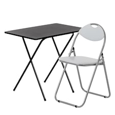 Harbour Housewares Wooden Folding Desk & Chair Set - Black/White | Black | Black/White