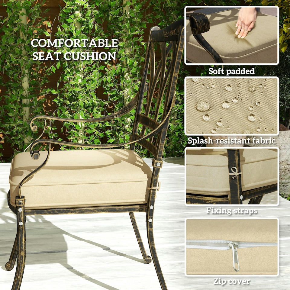 image 1 of Outsunny 5 Pieces Cast Aluminium Garden Dining Set with Parasol Hole Bronze