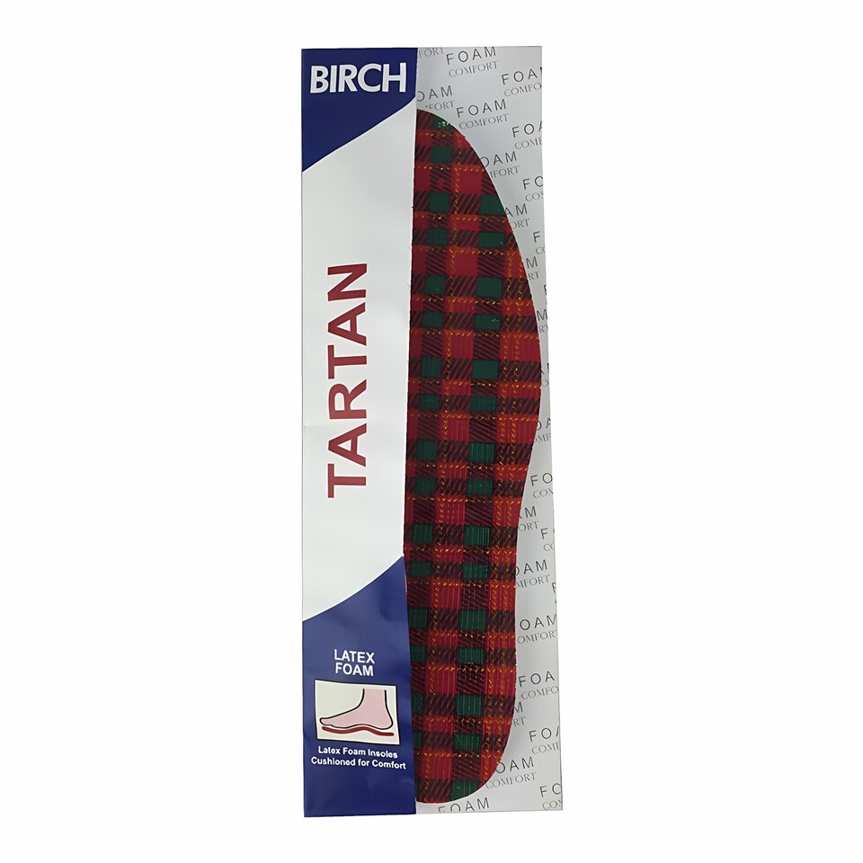 image 1 of BIRCH Mens Tartan Foam Insoles - Cushioning Shoe Inserts