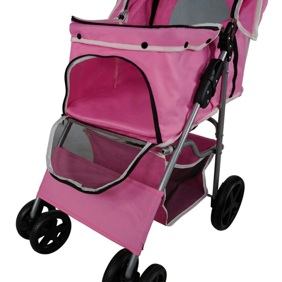image 1 of Pet Stroller with Rain Cover – Pink One Size