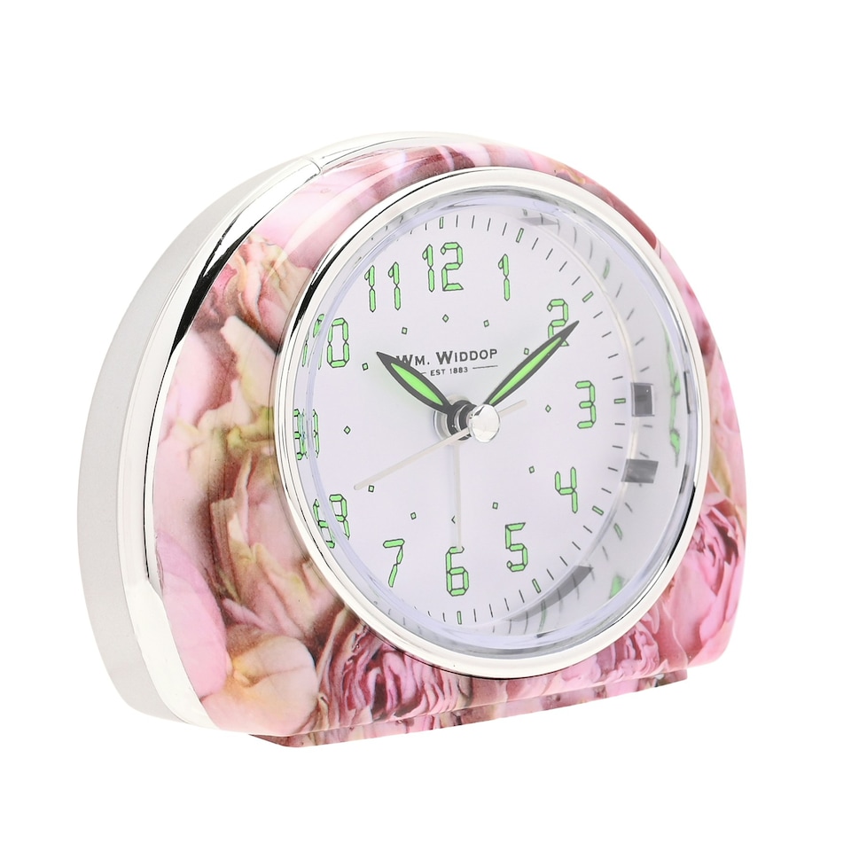 image 1 of Wm.Widdop Quartz Alarm Clock - Pink Rose Design L/S/C Pink