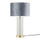 image 2 of Set of 2 Aura - Satin Brass Lamps with Grey Crushed Velvet Shades Bronze | Grey