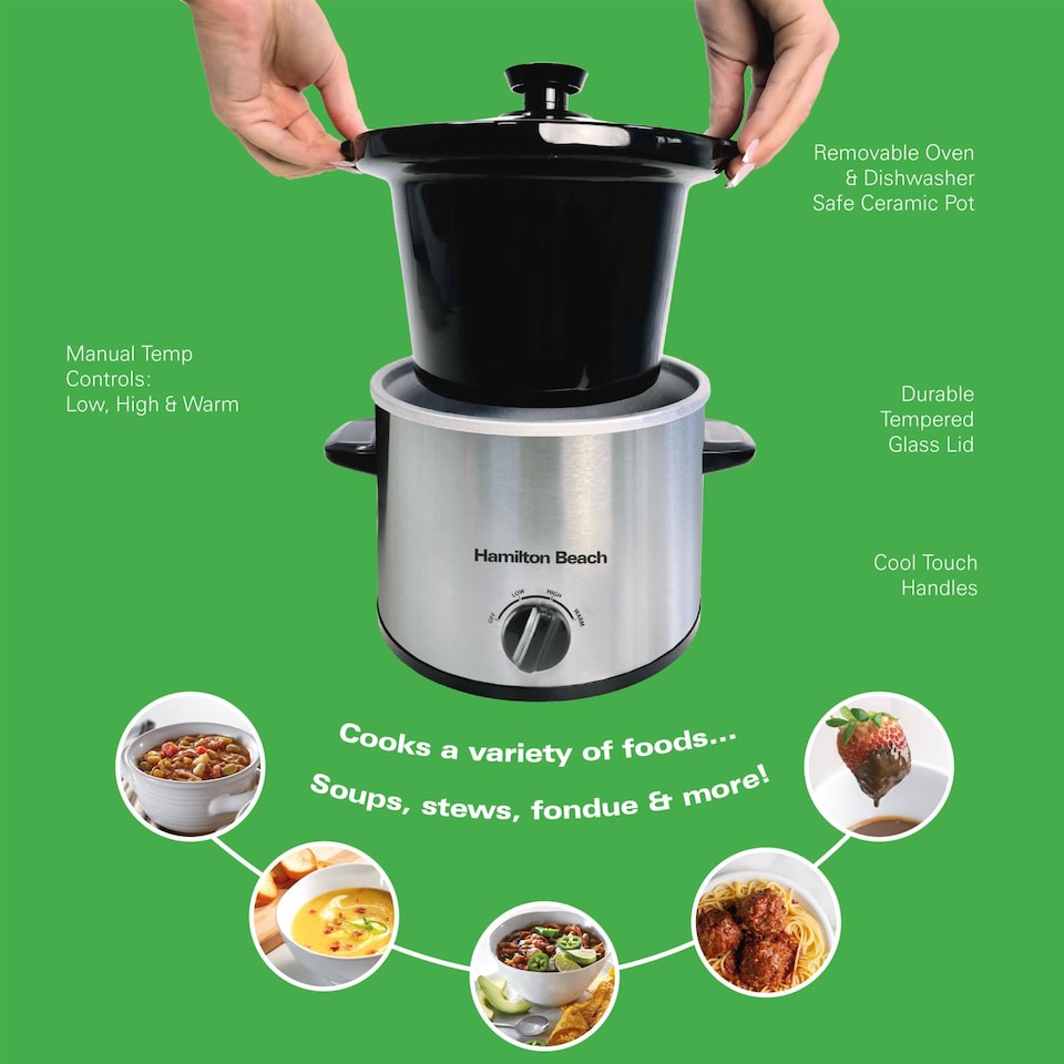 image 1 of Hamilton Beach 'The Mighty Mini' 1.8L Silver Slow Cooker