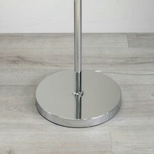ValueLights Marissa Grey and Metallic Chrome Shade with Brushed Gold Stacked Ball Floor Lamp