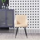 image 2 of Set of 6 Camden Modern Velvet Dining Chairs with Armrests, Quilted Design & Black Metal Legs Cream