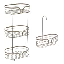 Showerdrape Dante Beige Freestanding Floor Caddy and Mini Shower Caddy | Cream | Beige | 1