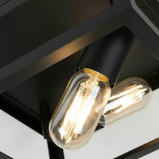 ValueLights Industrial Steampunk Style Black 2 Way Caged Ceiling Light