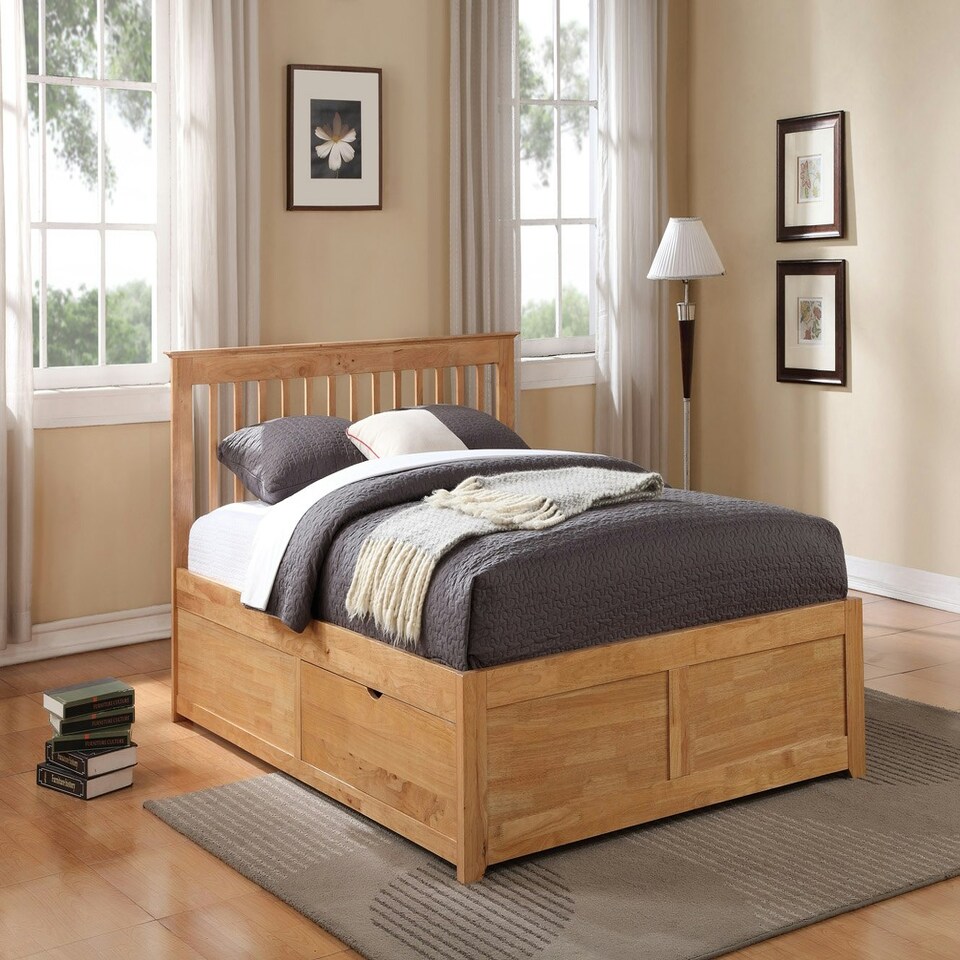 image 1 of 5ft King Size Oak Finish Wood Bed Frame.2 Drawer Storage,Wooden Woodern, Bedstead