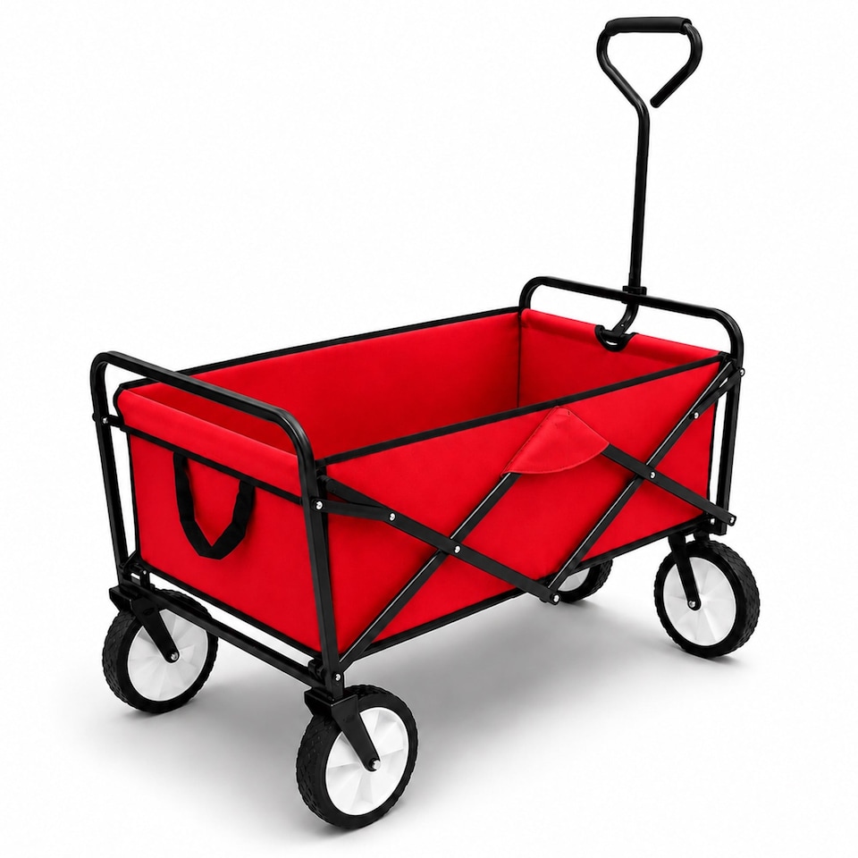 image 1 of Red Heavy Duty Foldable Garden Festival Trolley Cart Wagon Truck