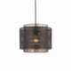 image 1 of Plexus 34cm Cylindrical Pendant Matt Black Paint, Antique Brass Mesh , E27