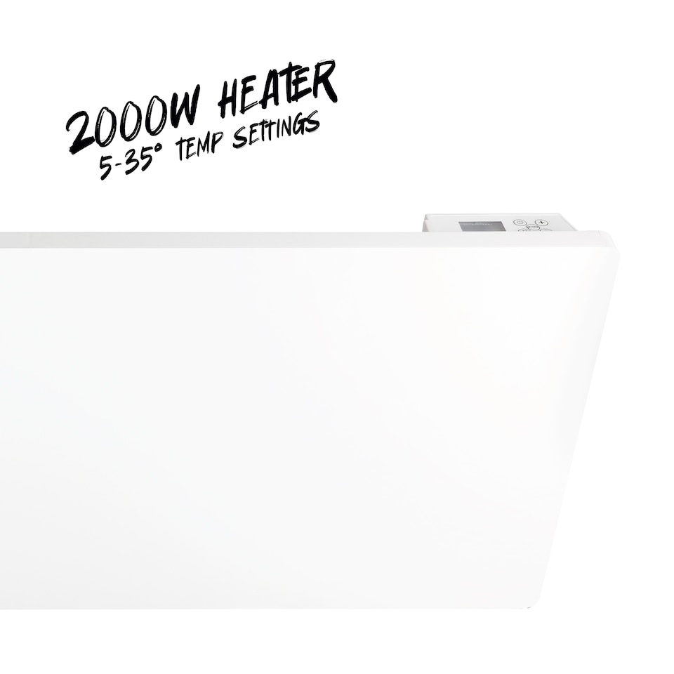 image 1 of TCP 2000W Wall Mounted Aluminium Electric Panel Heater White