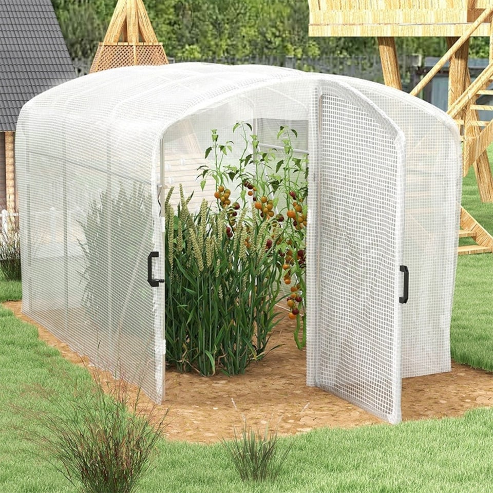 image 1 of Outsunny 3 x 2 x 2m Polytunnel Greenhouse with Door, Galvanised Steel Frame